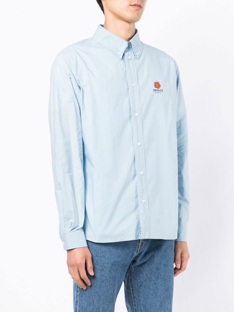 Blue Boke Flower Embroidered Shirt