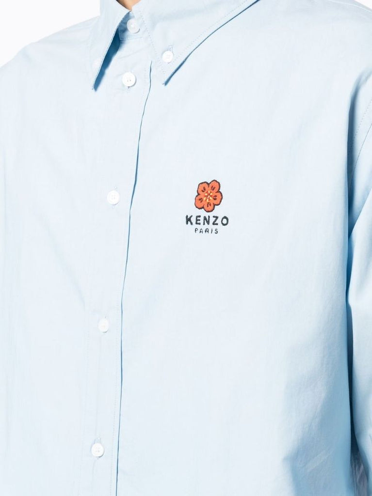 Blue Boke Flower Embroidered Shirt