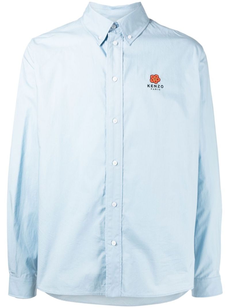 Blue Boke Flower Embroidered Shirt