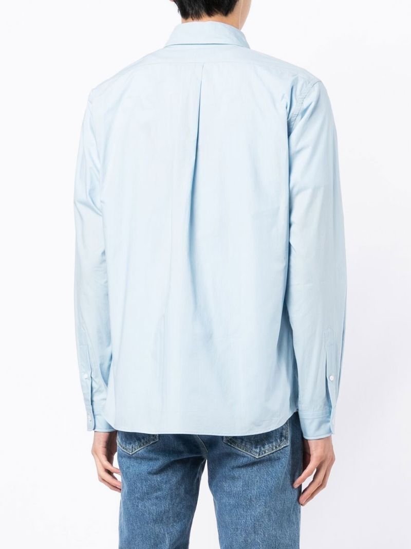 Blue Boke Flower Embroidered Shirt