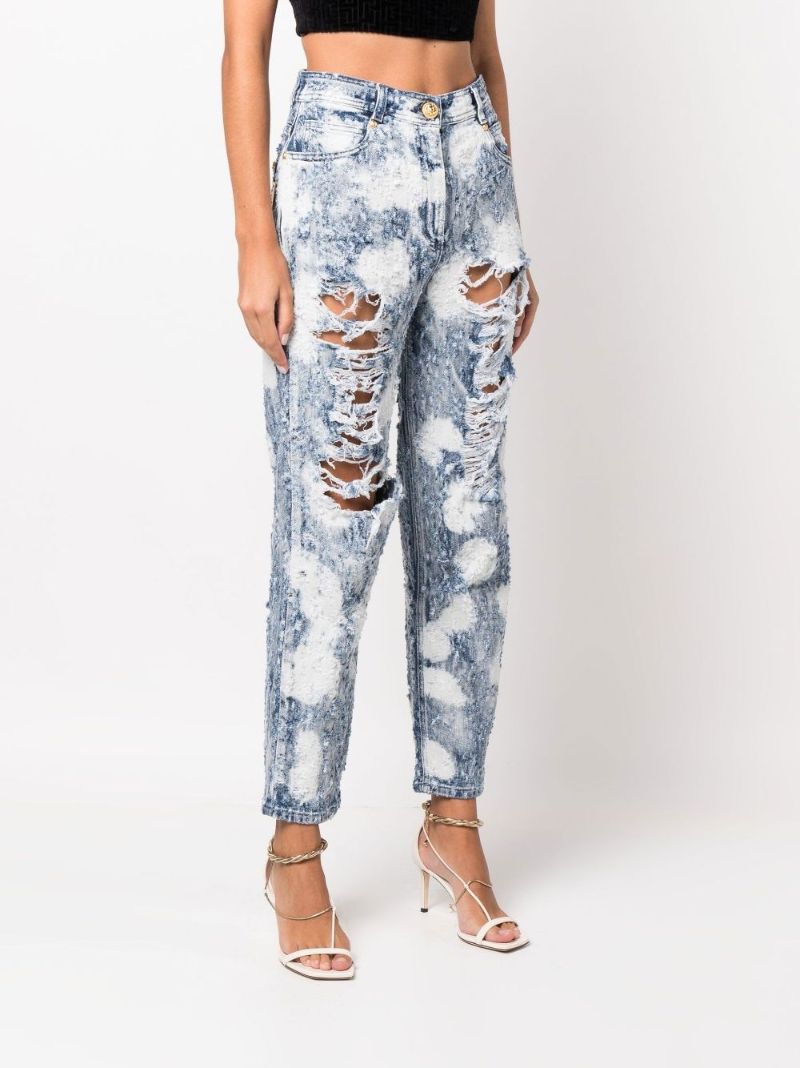 Blue Distressed Boyfriend Jeans