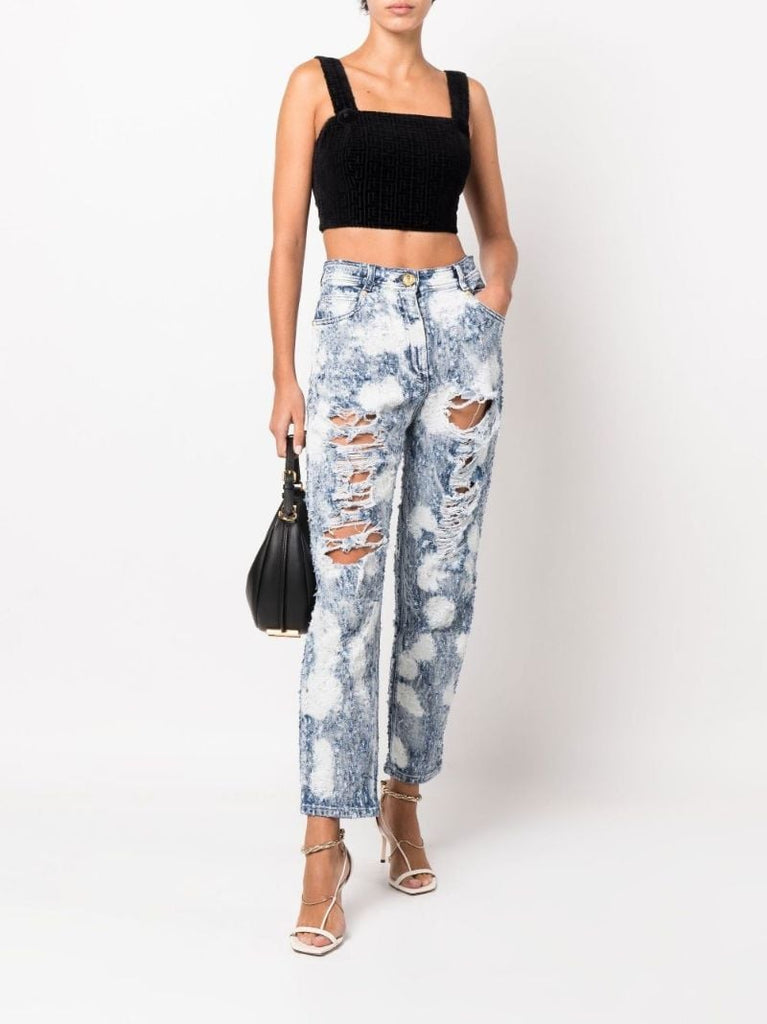 Blue Distressed Boyfriend Jeans