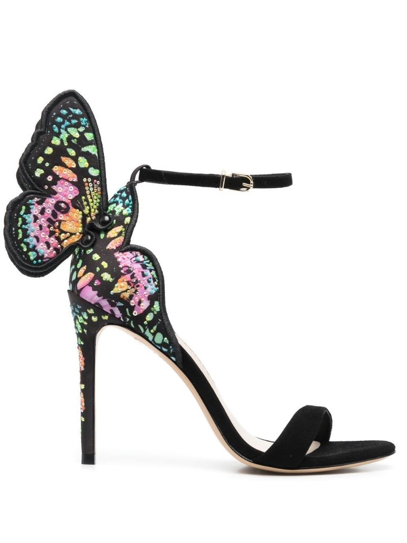 Black Chiara 100 Embellished Suede Sandals