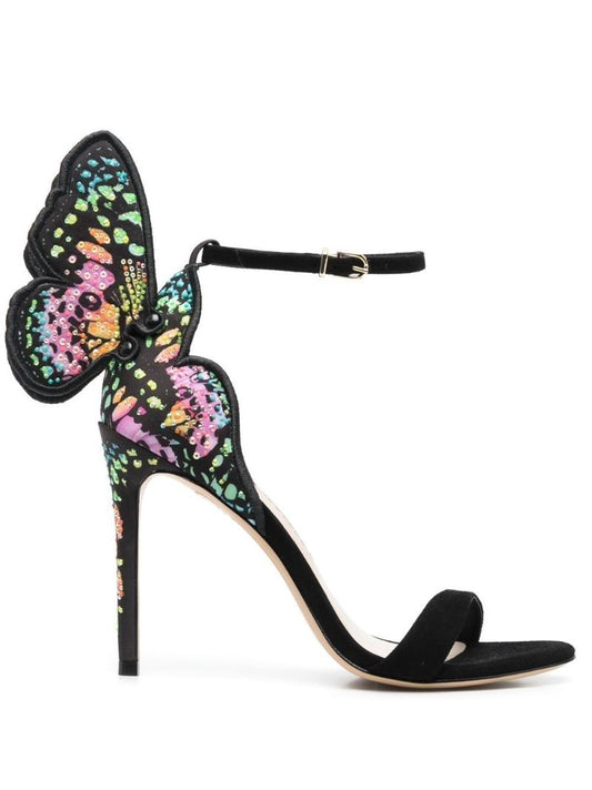 Black Chiara 100 Embellished Suede Sandals