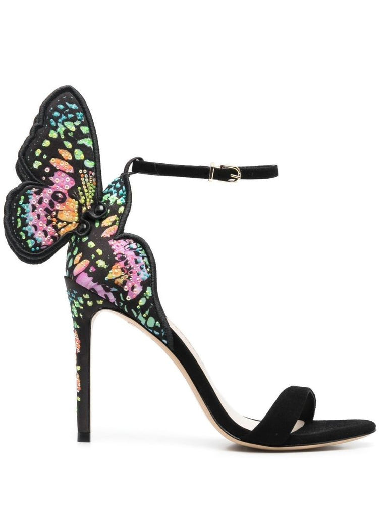 Black Chiara 100 Embellished Suede Sandals