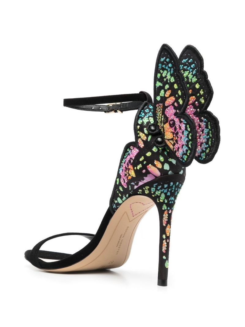 Black Chiara 100 Embellished Suede Sandals