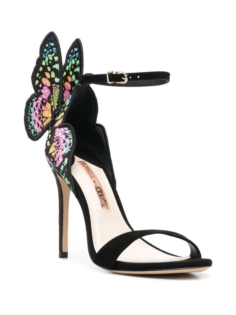 Black Chiara 100 Embellished Suede Sandals