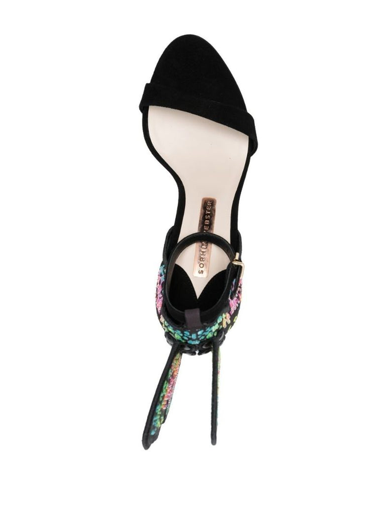 Black Chiara 100 Embellished Suede Sandals