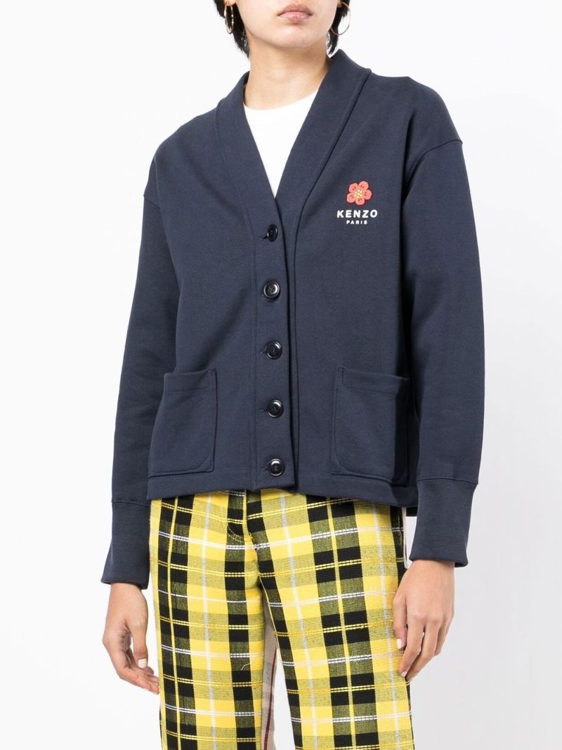 Blue Boke Flower Cotton Cardigan