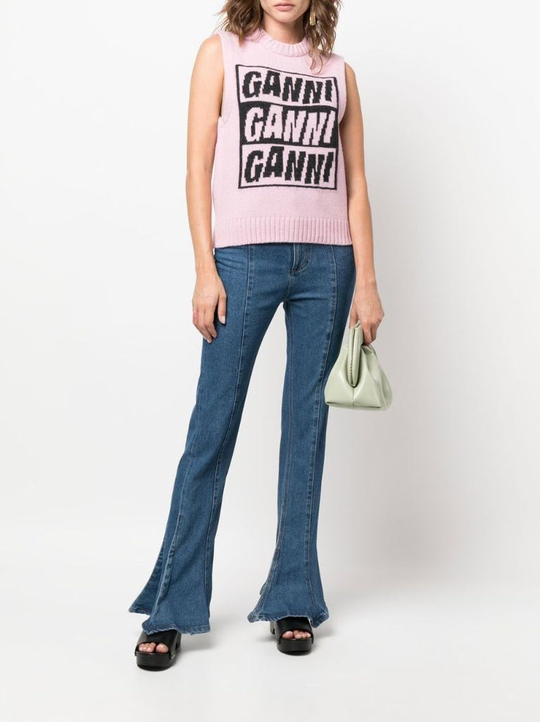Pink Logo Intarsia Sweater Vest