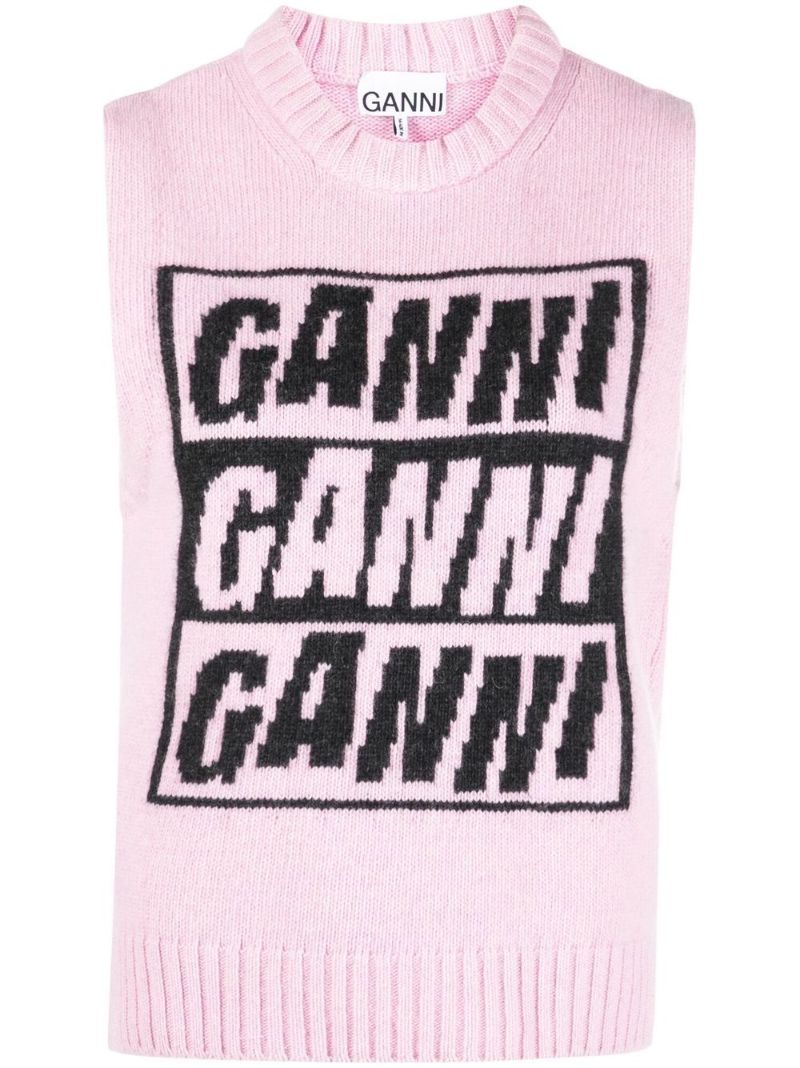 Pink Logo Intarsia Sweater Vest