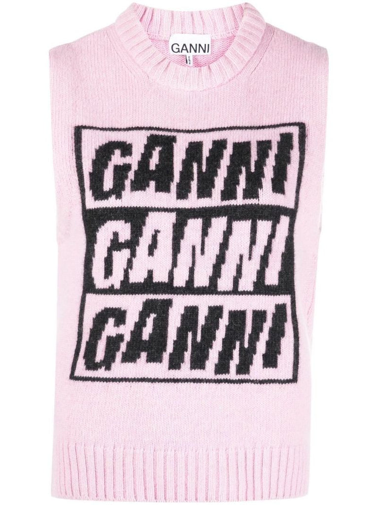 Pink Logo Intarsia Sweater Vest
