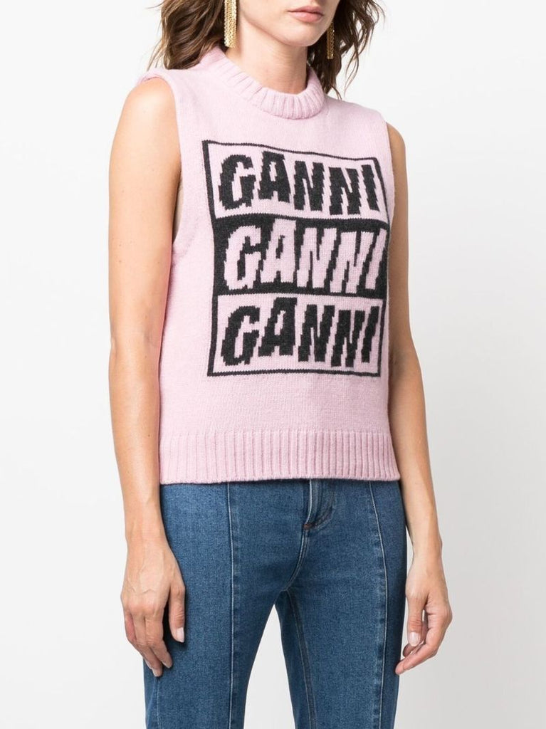 Pink Logo Intarsia Sweater Vest