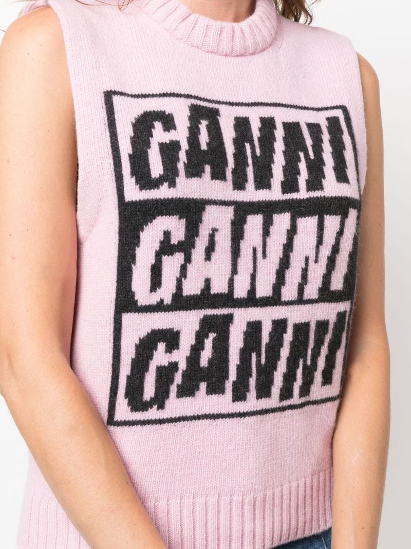 Pink Logo Intarsia Sweater Vest