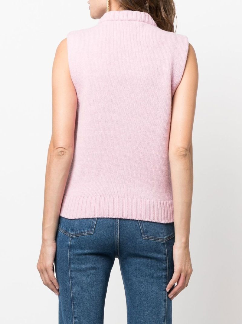 Pink Logo Intarsia Sweater Vest