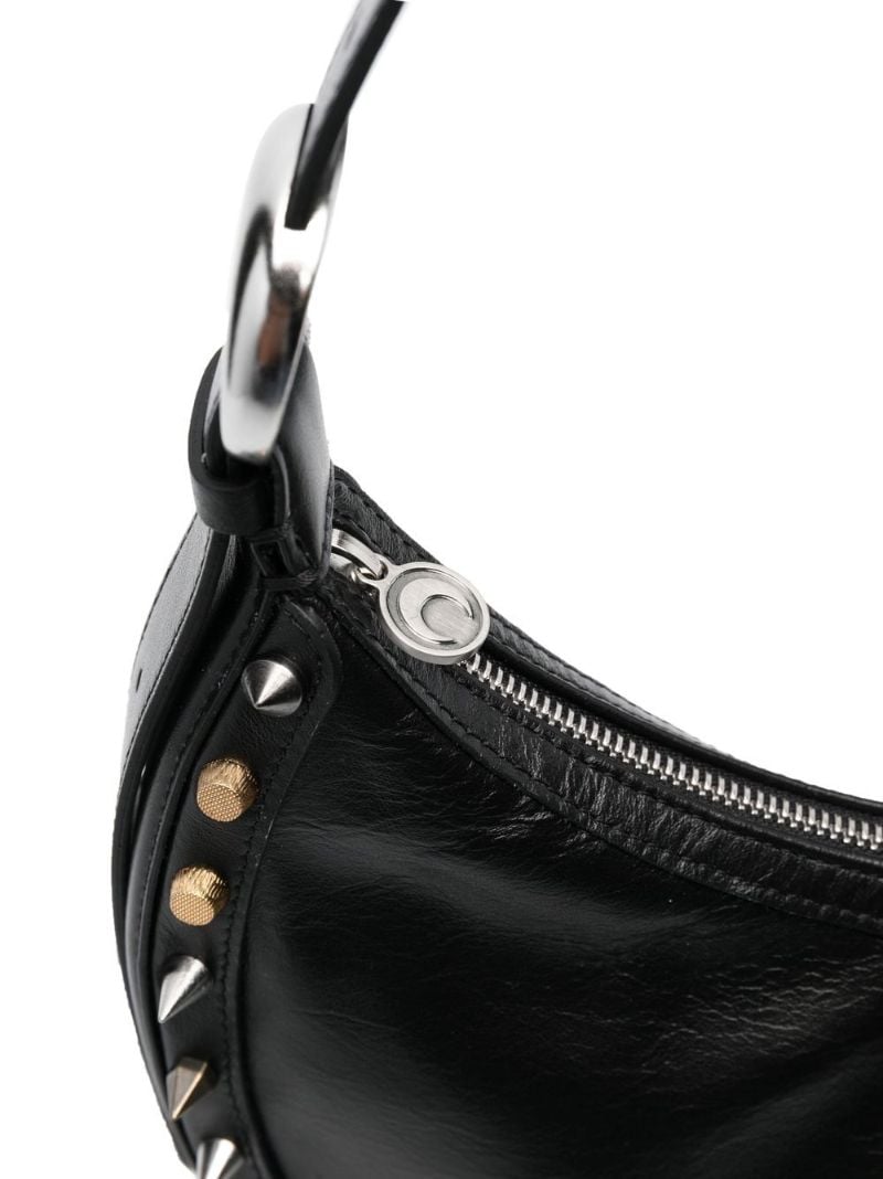 Black Crescent Moon Studded Leather Shoulder Bag