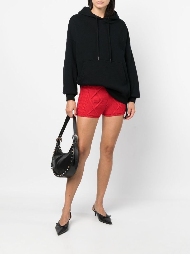 Black Crescent Moon Studded Leather Shoulder Bag