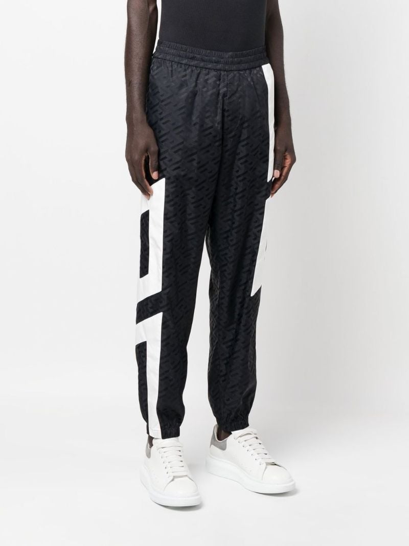 Black Monogram Logo Printed Track Pants
