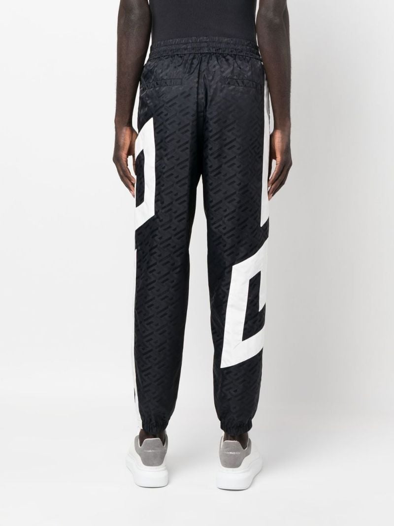 Black Monogram Logo Printed Track Pants