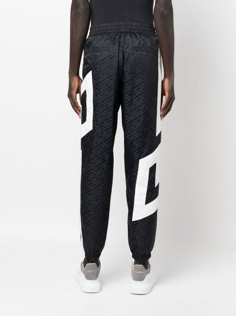 Black Monogram Logo Printed Track Pants