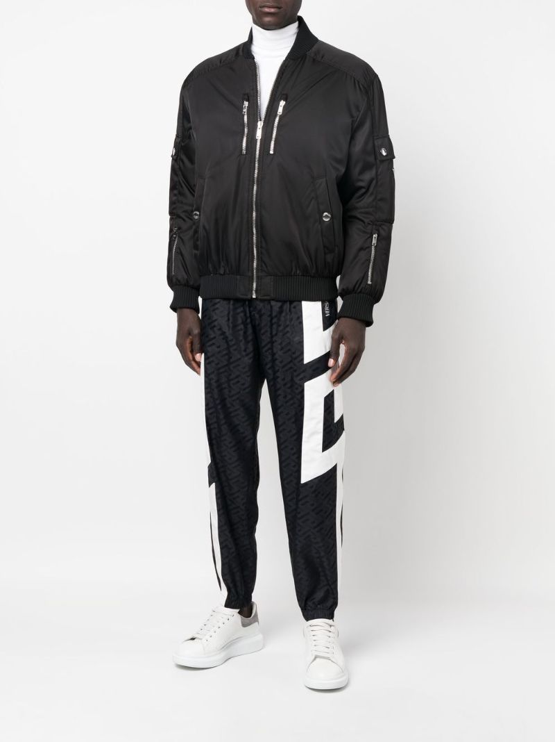 Black Monogram Logo Printed Track Pants