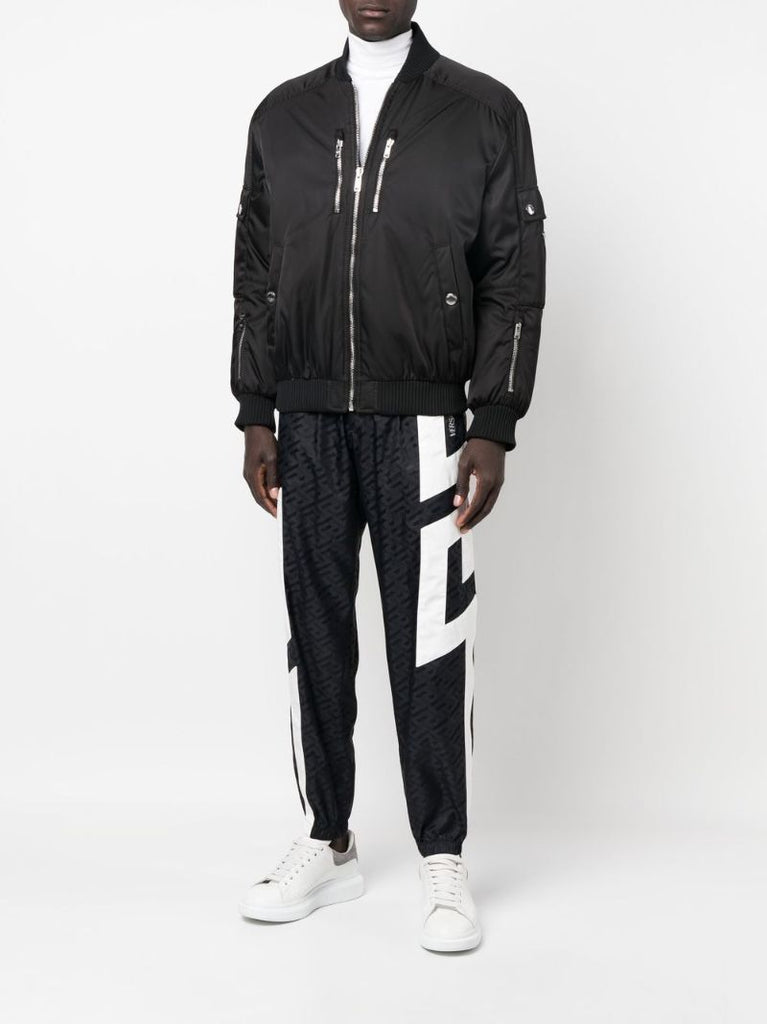 Black Monogram Logo Printed Track Pants