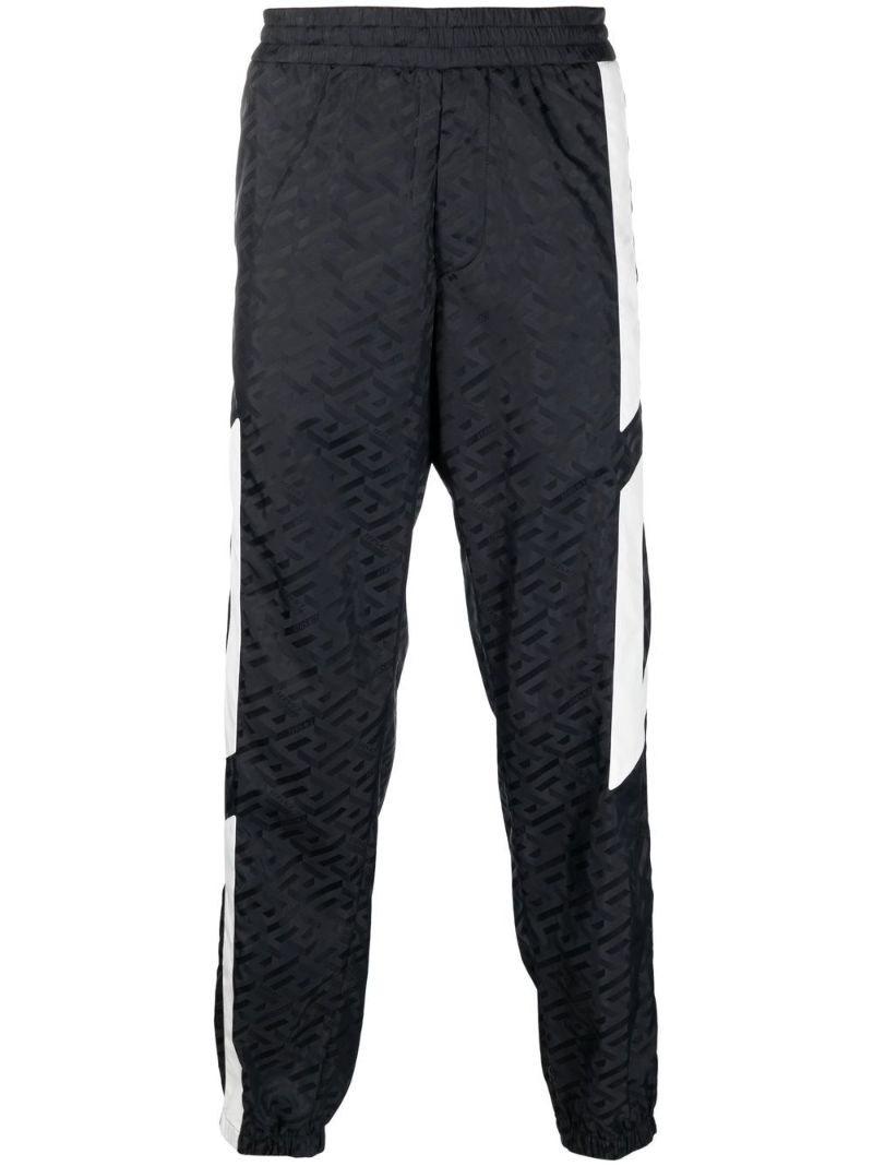 Black Monogram Logo Printed Track Pants