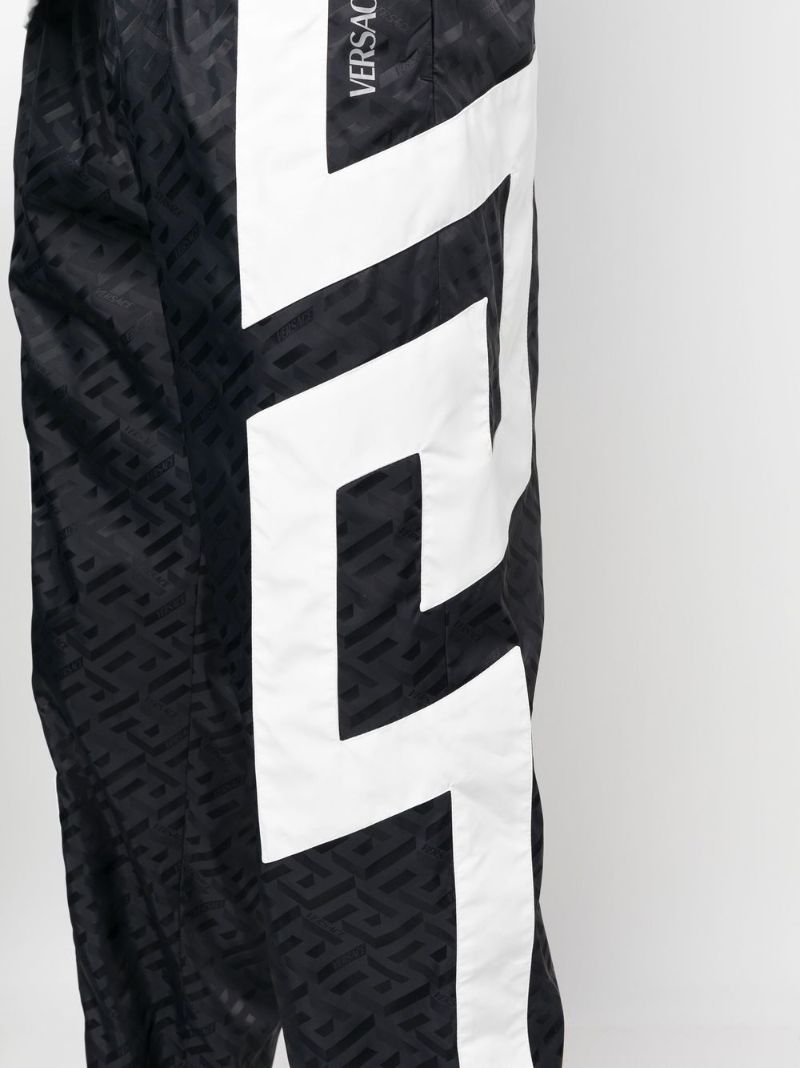 Black Monogram Logo Printed Track Pants