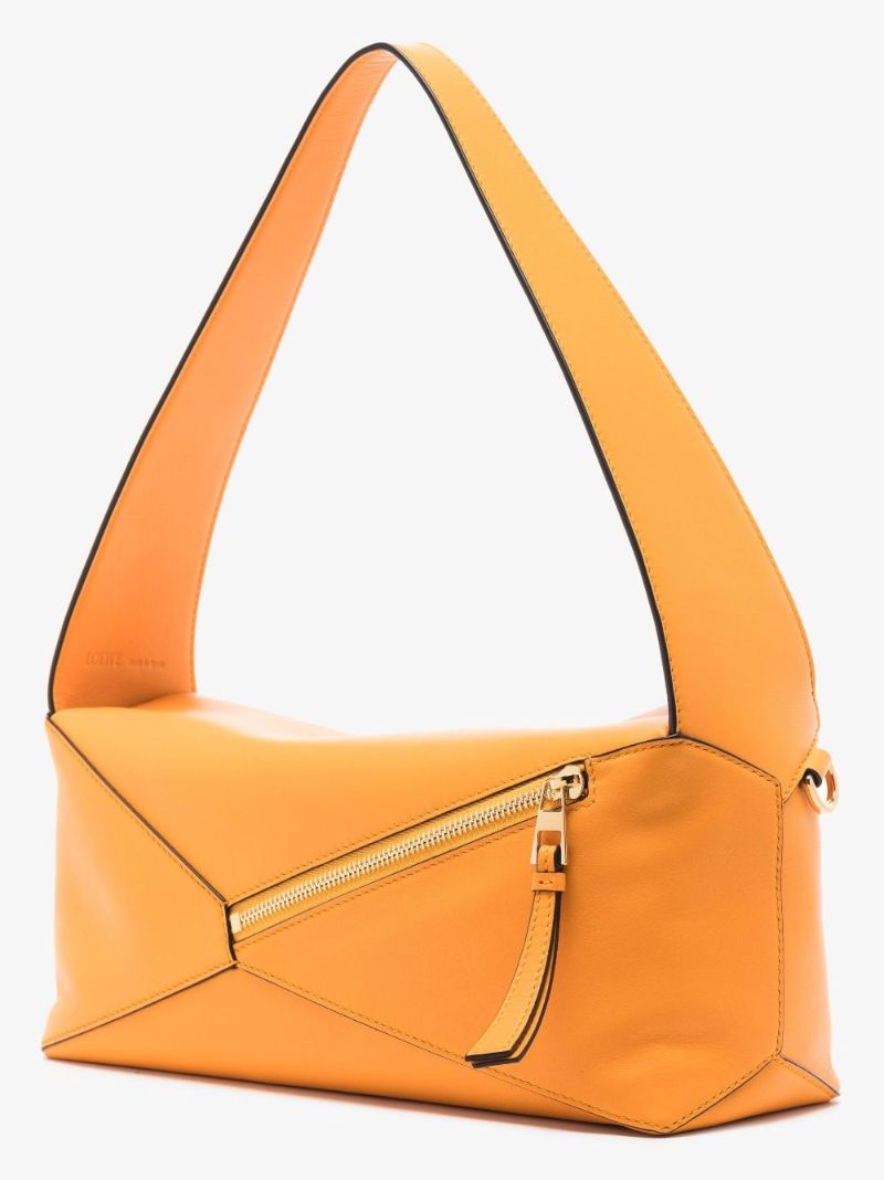 Yellow Puzzle Leather Hobo Bag