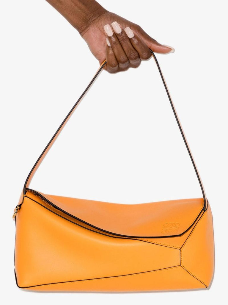 Yellow Puzzle Leather Hobo Bag