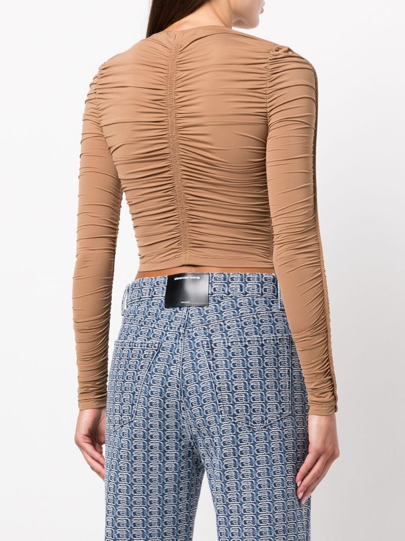 Brown Ruched Cardigan