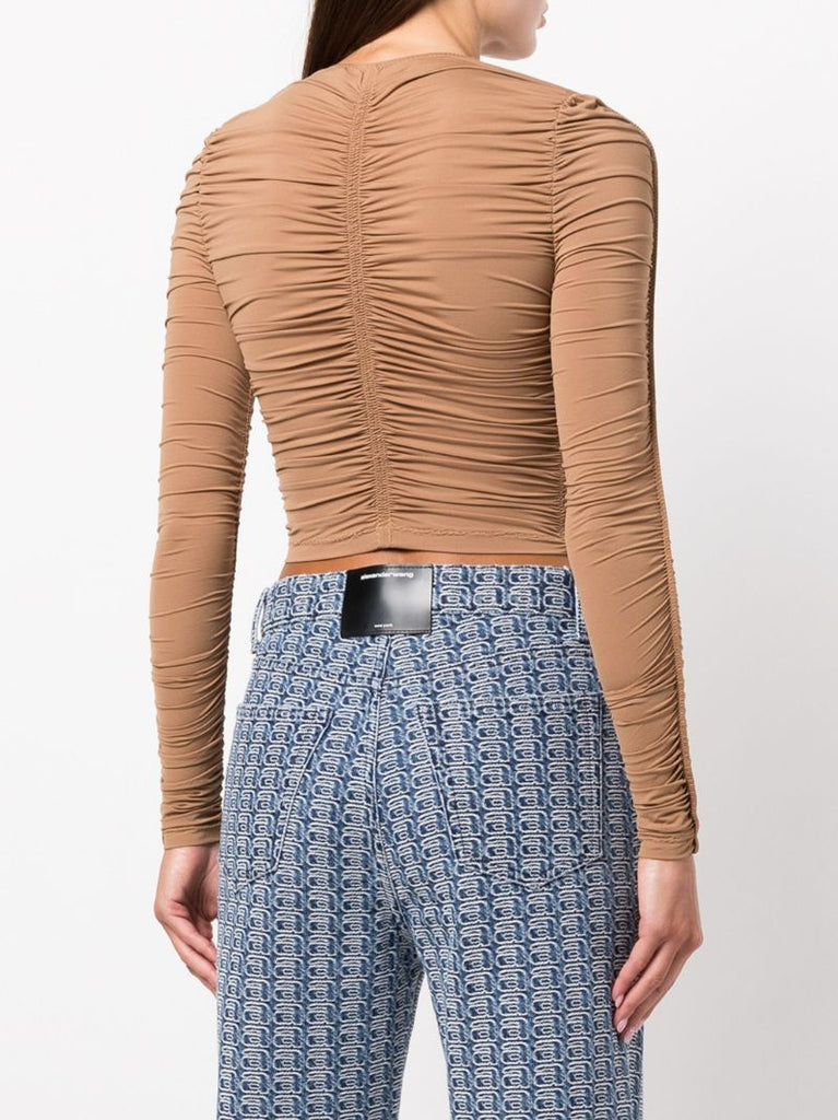 Brown Ruched Cardigan