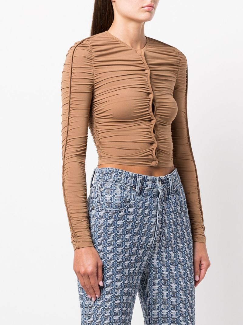 Brown Ruched Cardigan