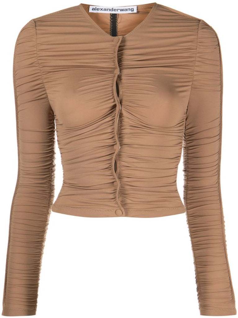 Brown Ruched Cardigan