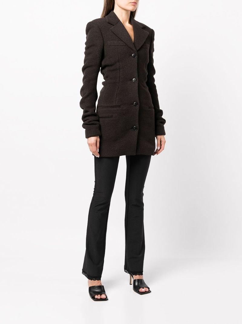 Brown Ruched Sleeves Coat