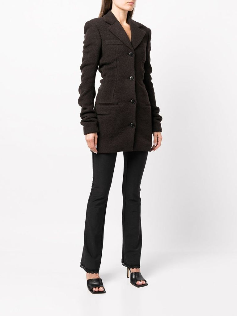 Brown Ruched Sleeves Coat