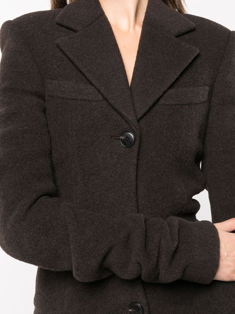 Brown Ruched Sleeves Coat
