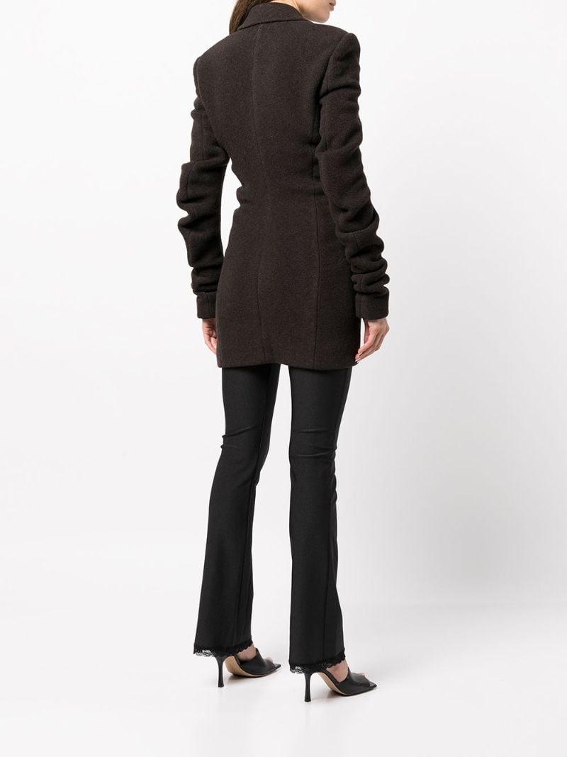 Brown Ruched Sleeves Coat