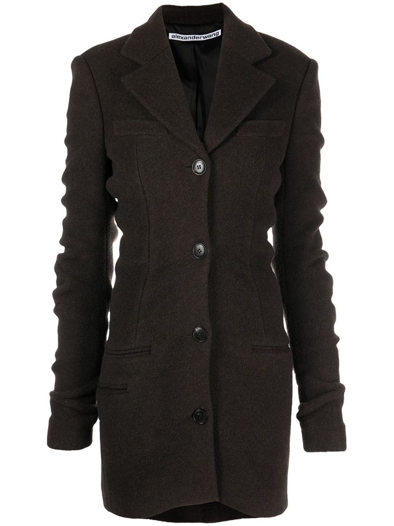 Brown Ruched Sleeves Coat