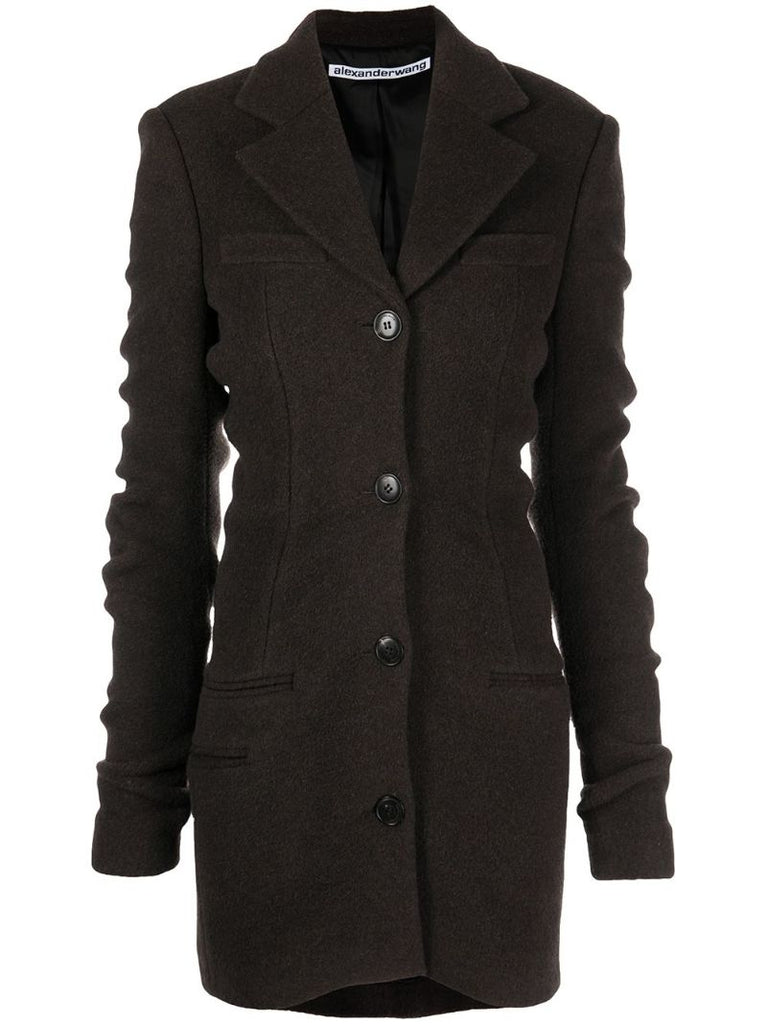 Brown Ruched Sleeves Coat