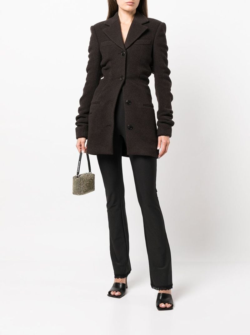 Brown Ruched Sleeves Coat