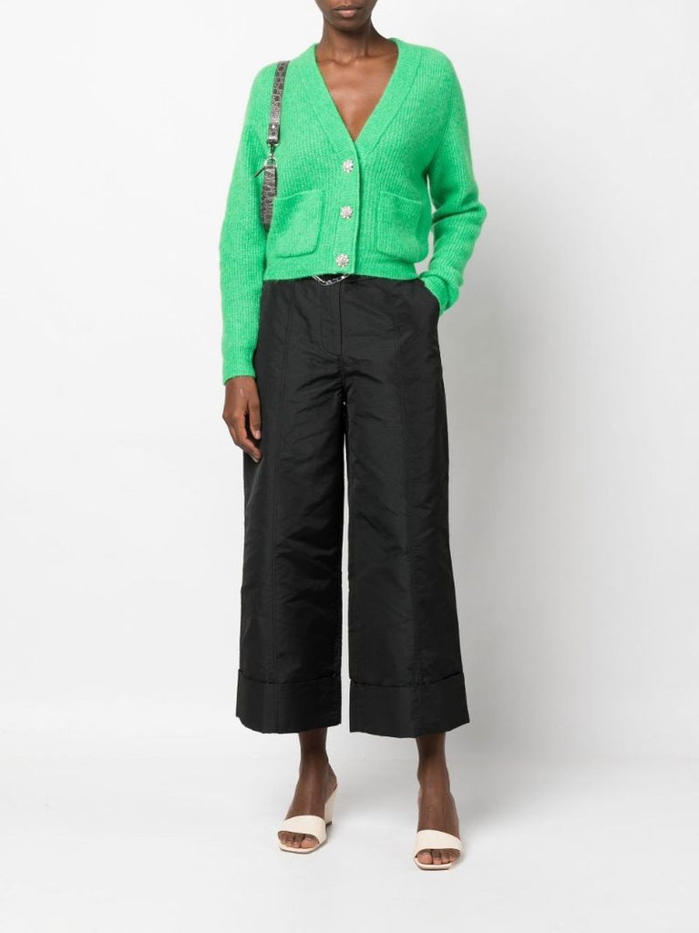 Green Crystal-embellished Wool Cardigan