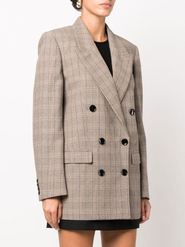 Neutral Nevim Checked Blazer