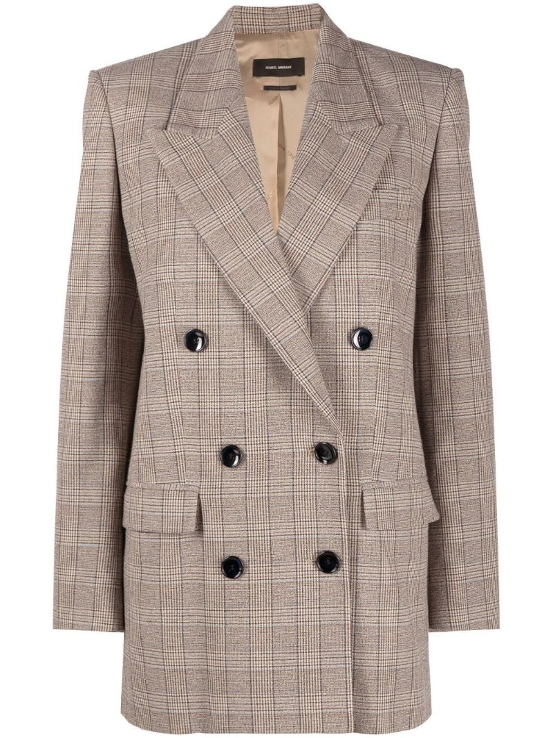 Neutral Nevim Checked Blazer