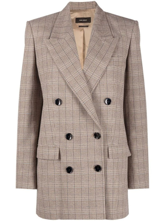 Neutral Nevim Checked Blazer
