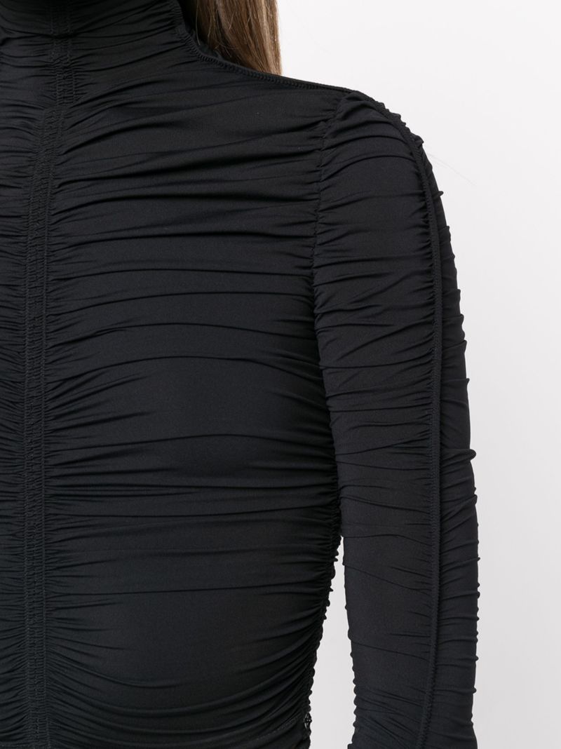 Black Ruched High Neck Cropped Top
