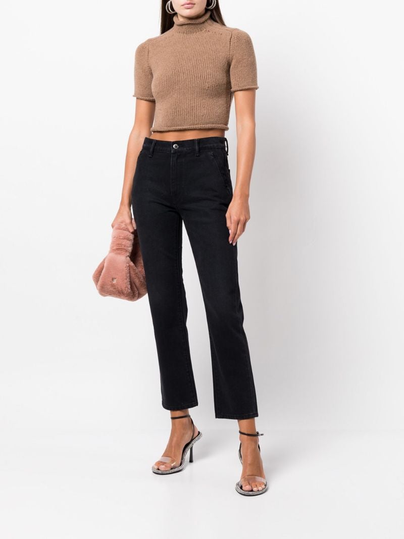 Brown High Neck Wool Top