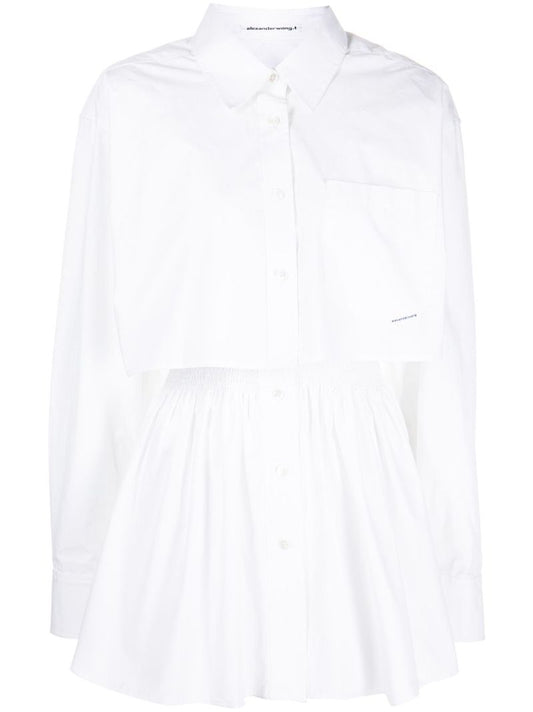 White Two-piece Cotton Shirt Dress