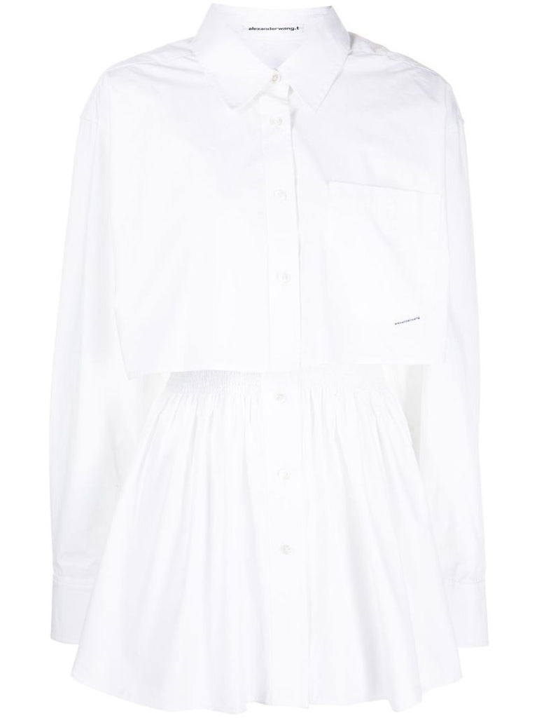 White Two-piece Cotton Shirt Dress