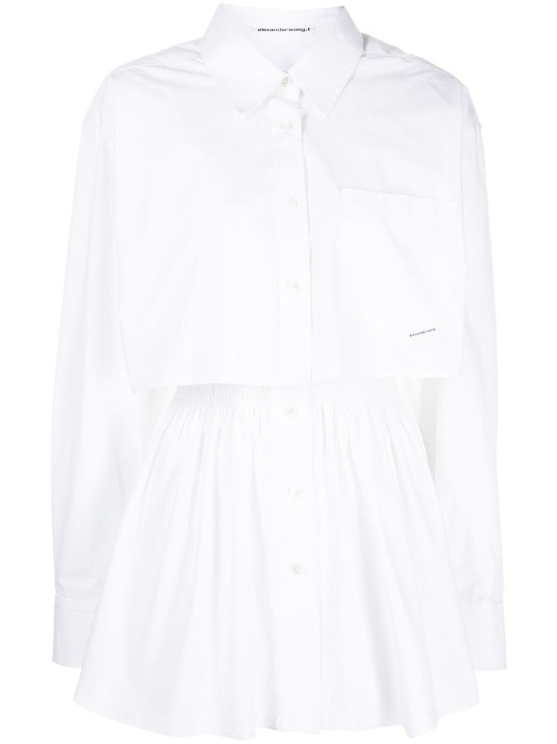 White Two-piece Cotton Shirt Dress